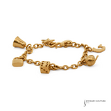 18K Yellow Gold Vintage Charm Bracelet – Estate Jewelry with Playful Motifs
