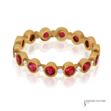18K Yellow Gold Ruby and Diamond Eternity Band