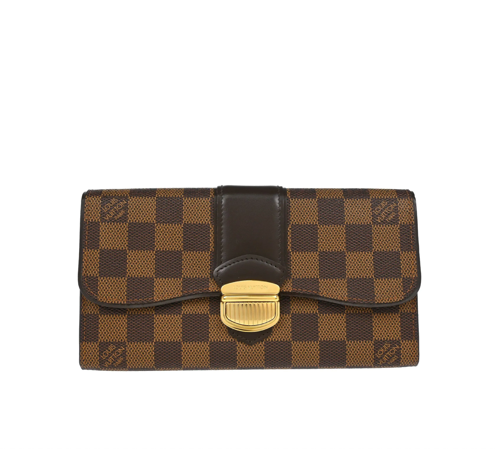 Designer wallet with checkered pattern on a white background