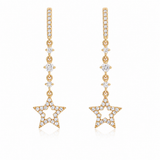 14KT Yellow Gold Diamond Star Dangle Earrings