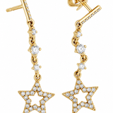 14KT Yellow Gold Diamond Star Dangle Earrings