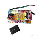 Pre-Owned Dolce & Gabanna Multicolor Graffiti Handbag Clutch Gold Hardware