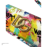 Pre-Owned Dolce & Gabanna Multicolor Graffiti Handbag Clutch Gold Hardware