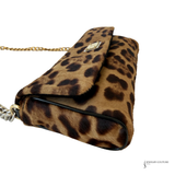 Dolce & Gabbana Cheetah Print Pony Hair East/West Shoulder Bag Pre-Owned