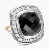 David Yurman Pre-Owned Sterling Silver Black Onyx & Diamond Stud Earrings 7mm | In-Store