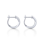 14K White Gold Twisted 15mm Diamond Huggie Earrings