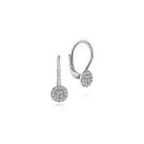 14K White Gold Cluster Diamonds Drop Earrings