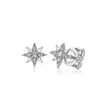 14K White Gold Diamond Star Stud Earrings