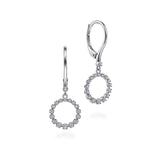 14K White Gold Open Circle Diamond Drop Earrings