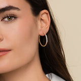 14K Yellow Gold 30mm Bujukan Diamond Classic Hoop Earrings In-Store