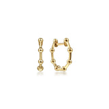Huggie Earrings 14K Yellow Gold Beaded Ball Station 14mm Bujukan Jewelry in Ventura 