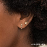 Huggie Earrings 14K Yellow Gold Beaded Ball Station 14mm Bujukan Jewelry in Ventura