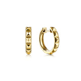 14K Yellow Gold 15mm Grommet Pattern Huggie Earrings