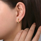 14K Yellow Gold 15mm Grommet Pattern Huggie Earrings