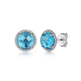 925 Sterling Silver Bujukan Blue Topaz Stud Earrings