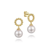 14K Yellow Gold Bujukan Pearl Drop Earrings