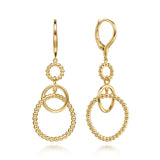 14K Yellow Gold Bujukan Multi Circle Leverback Earrings In-Store