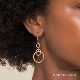 14K Yellow Gold Bujukan Multi Circle Leverback Earrings In-Store