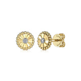 14K White And Yellow Gold Diamond Stud Earrings