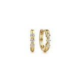 10mm 14K Yellow Gold Diamond Huggie Earrings