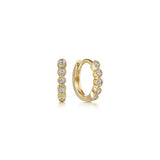 10mm 14K Yellow Gold Diamond Bezel Setting Huggie Earrings