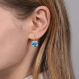 14K Yellow Gold Cushion Cut Blue Topaz Earrings In-Store
