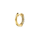 14K Yellow Gold Bujukan and Blue Sapphire Huggie Earrings