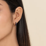 14K Yellow Gold Bujukan and Blue Sapphire Huggie Earrings
