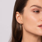 Bujukan Punk - 14K Yellow Gold Bujukan Link and Diamond Bullet Stud Drop Earrings