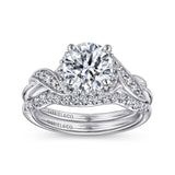 Vintage Inspired 14K White Gold Round Halo Diamond Engagement Ring