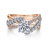 Zaira - 14K White-Rose Gold Round Free Form Diamond Engagement Ring