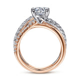 Zaira - 14K White-Rose Gold Round Free Form Diamond Engagement Ring