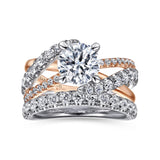 Zaira - 14K White-Rose Gold Round Free Form Diamond Engagement Ring