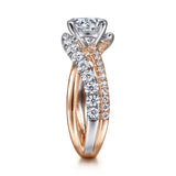 Zaira - 14K White-Rose Gold Round Free Form Diamond Engagement Ring