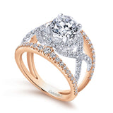 Naples - 14K White-Rose Gold Round Halo Diamond Engagement Ring