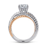 Affection - 14K White-Rose Gold Free Form Round Diamond Engagement Ring