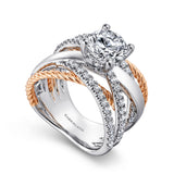 Affection - 14K White-Rose Gold Free Form Round Diamond Engagement Ring