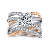 Affection - 14K White-Rose Gold Free Form Round Diamond Engagement Ring