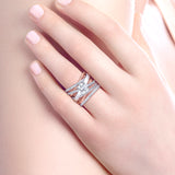 Affection - 14K White-Rose Gold Free Form Round Diamond Engagement Ring