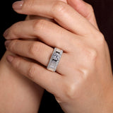 Amos - 14K White Gold Round Diamond Wide Band Engagement Ring