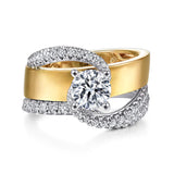 Emerie - 14K White-Yellow Gold Round Bypass Diamond Engagement Ring