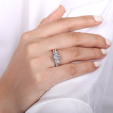 Sunday - 14K White Gold Round 3 Stone Diamond Engagement Ring