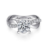 Rhapsody - 14K White Gold Round Twisted Diamond Engagement Ring