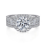 Zyra - 14K White Gold Cushion Halo Round Diamond Channel Set Engagement Ring