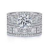 Zyra - 14K White Gold Cushion Halo Round Diamond Channel Set Engagement Ring