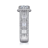 Zyra - 14K White Gold Cushion Halo Round Diamond Channel Set Engagement Ring