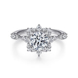 Idalia - 14K White Gold Fancy Halo Round Diamond Engagement Ring