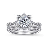 Idalia - 14K White Gold Fancy Halo Round Diamond Engagement Ring