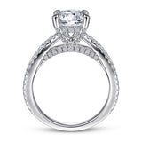 Unice - 18K White Gold Split Shank Round Diamond Engagement Ring