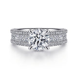 Elvette - 14K White Gold Hidden Halo Round Diamond Channel Set Engagement Ring